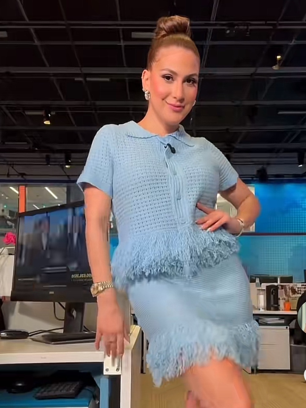 Light Blue Fringe Knit Set - Picture 4 of 5